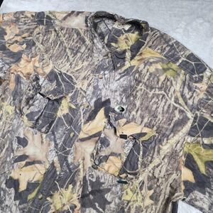 Mossy Oak Shirt Mens Large Brown Camo Short Sleeve Vented Hunting Outdoor Top